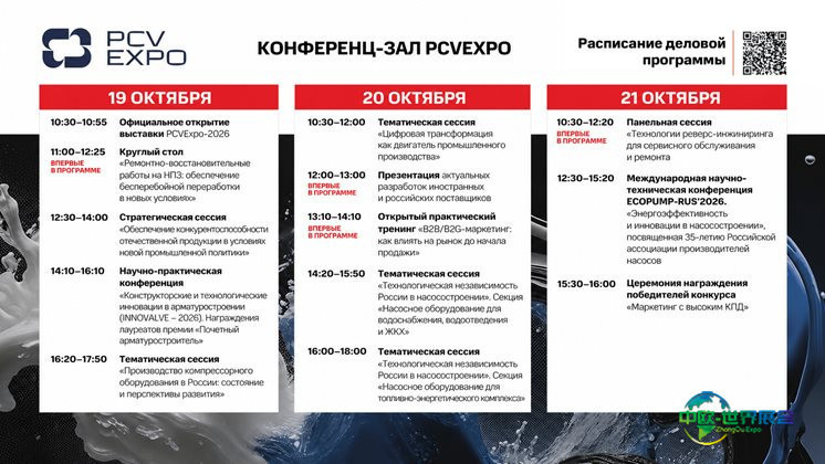 俄罗斯莫斯科泵阀压缩机展：PCVExpo-2026在莫斯科开幕 聚焦泵阀压缩机合作